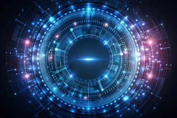 Digital abstract neon ring web network