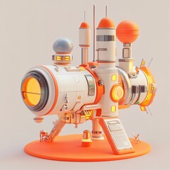 3D Space Station Icon: Orbital Habitat and Research Center Illustration Logo