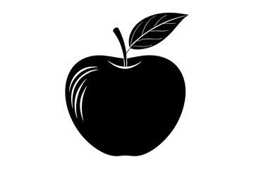 Delicious fruit apple silhouette black vector art illustration 