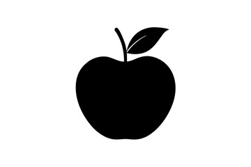 Delicious fruit apple silhouette black vector art illustration 