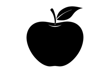 Delicious fruit apple silhouette black vector art illustration 