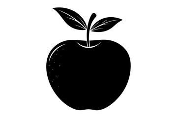 Delicious fruit apple silhouette black vector art illustration 
