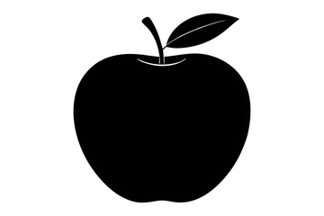 Delicious fruit apple silhouette black vector art illustration 