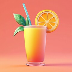3D Tropical Drink Icon: Refreshing Beverage for Warm Climates Illustration Logo