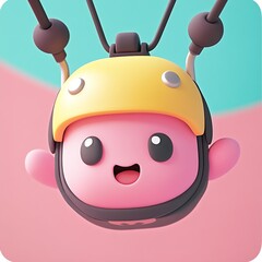Obraz premium 3D Zip Line Icon: High Speed Aerial Adventure Illustration Logo