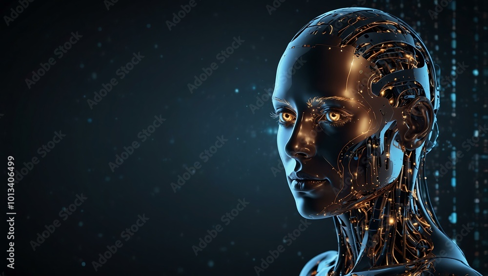 Poster futuristic ai illustration representing high-tech backgrounds for artificial intelligence.