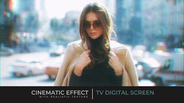 TV Digital Screen Cinematic Effect with Realistic Texture