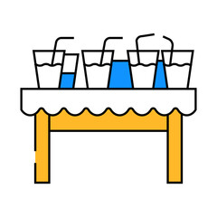 drinks on table line icon vector. drinks on table sign. isolated symbol illustration