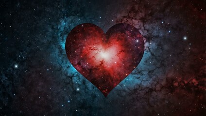 Galaxy inside a red heart symbol.