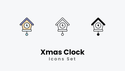 Xmas Clock icons vector set stock illustration