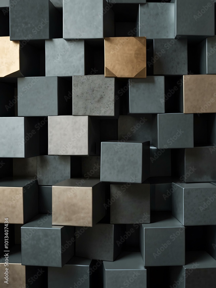 Aufkleber geometric cube pattern featuring metallic and matte surfaces.