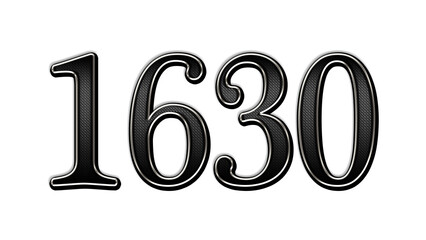 black metal 3d design of number 1630 on white background.