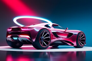 futuristic car with huge wheels and modernized taillights

