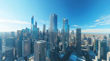 Aerial View of City Skyline and High-Rise Buildings Under Blue Sky and White Clouds