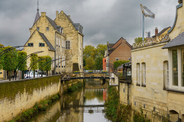 Obraz premium Iconic Landmarks in Valkenburg The Netherlands. High quality photoThis photo highlights some of the most famous landmarks in Valkenburg, a charming town in The Netherlands. The image features historic