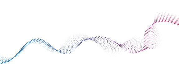 Flowing Dot Wave halftone gradient pattern on transparent background	
