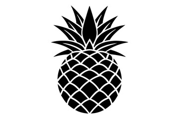 Delicious fruit pineapple silhouette black vector art illustration