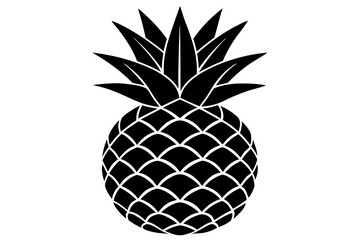 Obraz premium Delicious fruit pineapple silhouette black vector art illustration