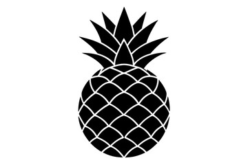 Obraz premium Delicious fruit pineapple silhouette black vector art illustration