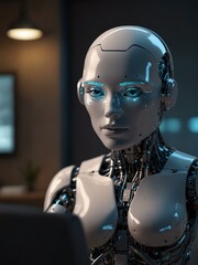 Human engaging with an AI virtual assistant chatbot for work support.