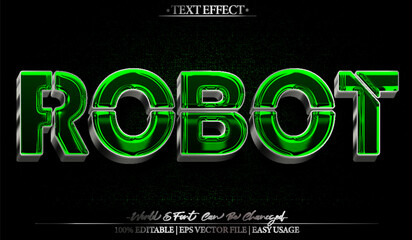 Robot Vector Text Effect Editable Alphabet Green Tech Cyborg Futuristic ai