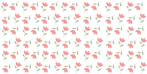 Seamless floral pattern with peach flowers and white background