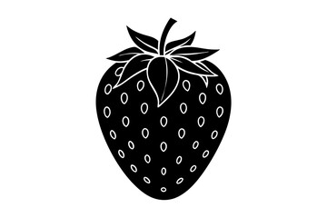Delicious fruit strawberry silhouette black vector art illustration
