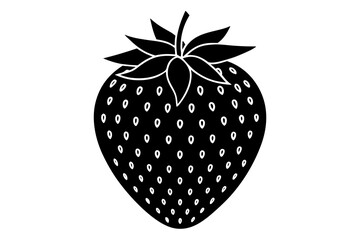 Delicious fruit strawberry silhouette black vector art illustration