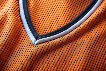 Fototapeta premium Close-up of a basketball jersey featuring a breathable mesh material with intricate perforations, perfect for athletic wear and casual fashion enthusiasts alike.