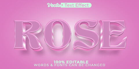 Rose Vector Text Effect Editable Alphabet Pink Beautiful Valentine Elegant  Love