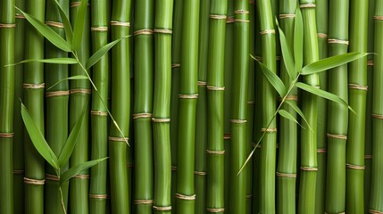 Fototapeta premium Vibrant bamboo capturing intricate details of lush green stalks and leaves in nature s textures
