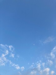 the cloudy sky and moon in morning