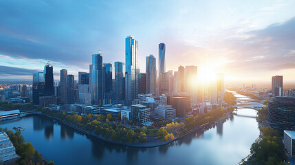 Fototapeta premium Office Skyscrapers in the City Financial and Business District