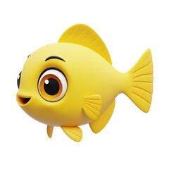 Fish isolated on white transparent. Cartoon minimal style little goldfish