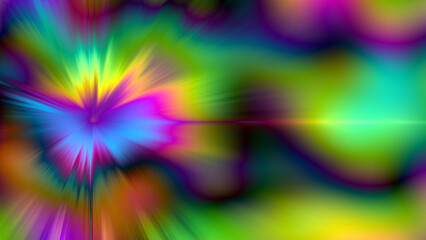 Abstract fractal explosion of spectral colors in motion, creativity and imagination.