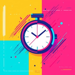 Stopwatch Illustration with Colorful Background