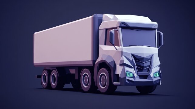Low Poly Semi Truck Rendered in 3D