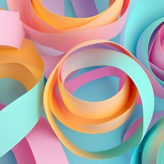 Obraz premium abstract ribbon rolls shapes of colour paper 3D illustration