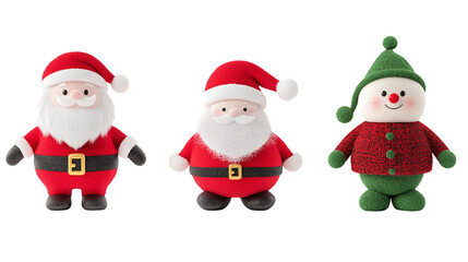 Cute and Colorful Christmas Characters Featuring Santa Claus