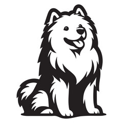 Fototapeta premium Samoyed Dog Sitting Vector illustration in black and white