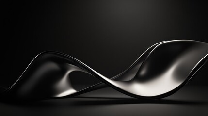 Fototapeta premium Abstract Black Wave with a Gleaming Surface