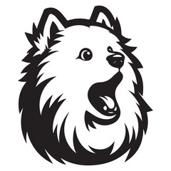 Fototapeta premium Samoyed Dog Face Clipart Design - Dog Head Logo - Samoyed Vector illustration in black and white 