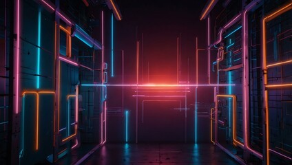 Neon backdrop featuring vibrant colors in retro-futuristic style.