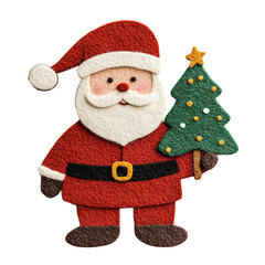 Adorable Felt Santa Claus Holding a Christmas Tree for Festive Decorations