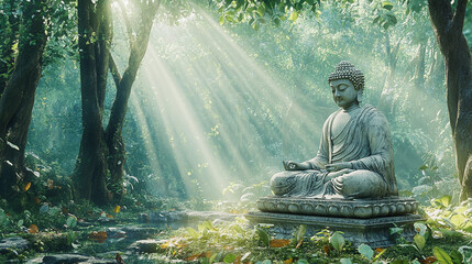 Buddha statue at forest 