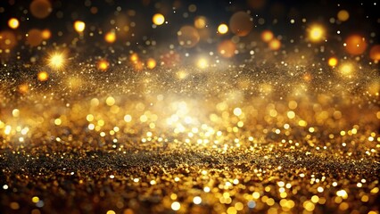 Naklejka premium Abstract glitter light gold and black close-up background