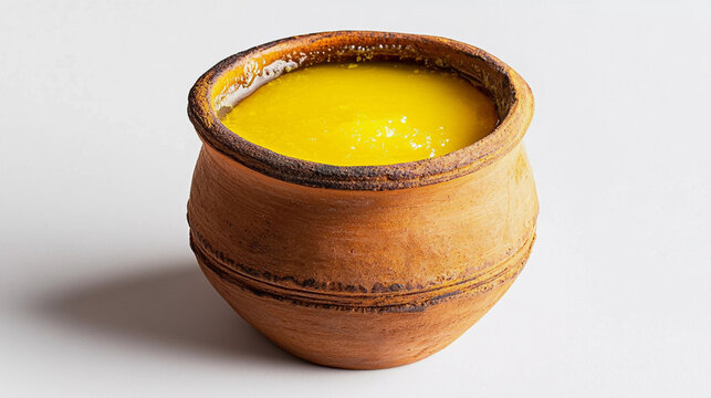 Ghee matki on white background