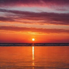 Obraz premium A beautiful sunrise breaking over the horizon, with shades of pink, orange, and gold coloring the sky as the sun begins to rise 