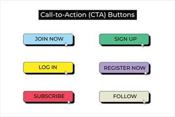 Call To Action CTA buttons in different colors