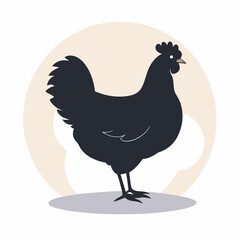 Hand-drawn Chicken Silhouette with Beige Background